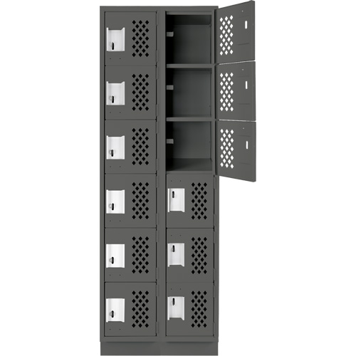 Assembled Lockerettes Clean Line Perforated Economy Lockers, 6 -tier, Bank of 2, 18" x 72" x 12", Steel Nassau Supply