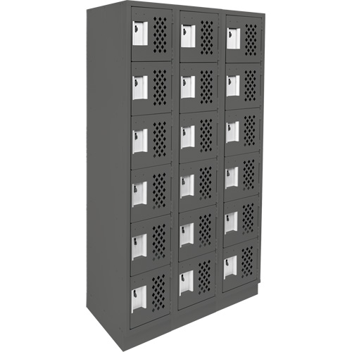 Assembled Lockerettes Clean Line Perforated Economy Lockers, 6 -tier, Bank of 3, 18" x 72" x 12", Steel Nassau Supply