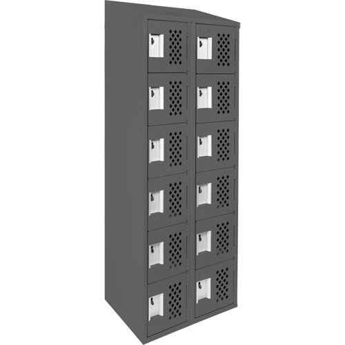 Assembled Lockerettes Clean Line Perforated Economy Lockers, 6 -tier, Bank of 2, 18" x 72" x 12", Steel Nassau Supply