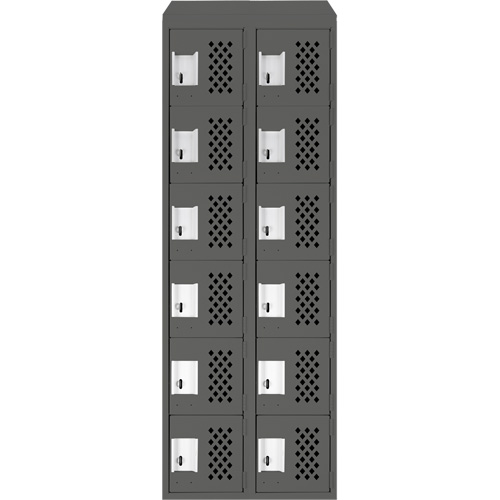 Assembled Lockerettes Clean Line Perforated Economy Lockers, 6 -tier, Bank of 2, 18" x 72" x 12", Steel Nassau Supply