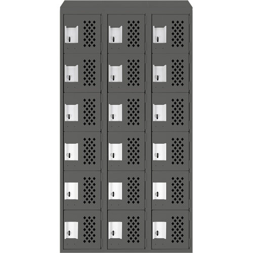 Assembled Lockerettes Clean Line Perforated Economy Lockers, 6 -tier, Bank of 3, 18" x 72" x 12", Steel Nassau Supply