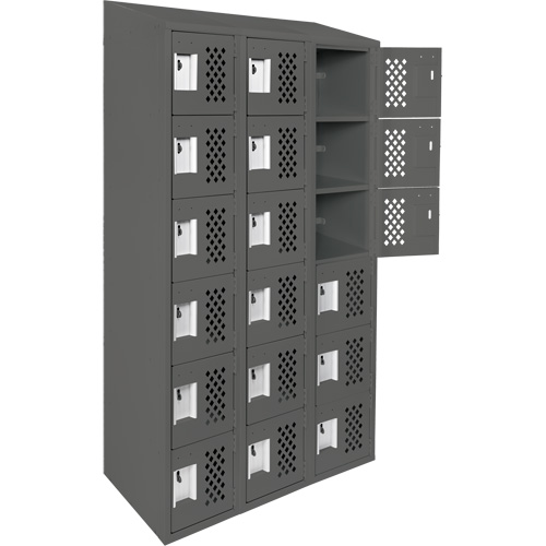 Assembled Lockerettes Clean Line Perforated Economy Lockers, 6 -tier, Bank of 3, 18" x 72" x 12", Steel Nassau Supply