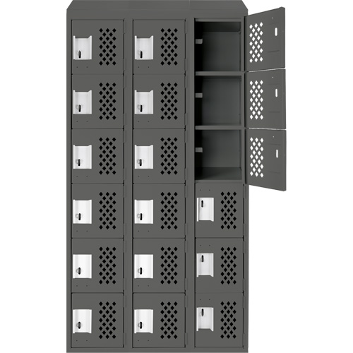 Assembled Lockerettes Clean Line Perforated Economy Lockers, 6 -tier, Bank of 3, 18" x 72" x 12", Steel Nassau Supply