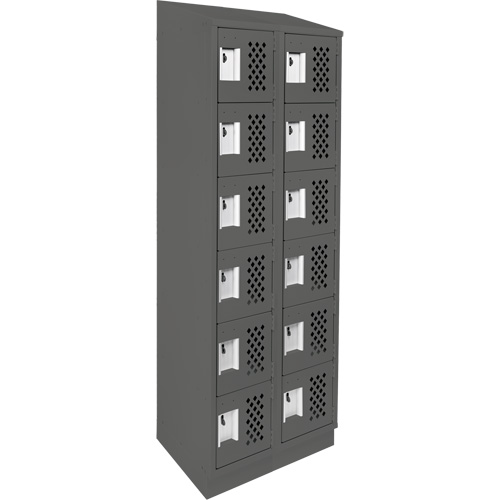 Assembled Lockerettes Clean Line Perforated Economy Lockers, 6 -tier, Bank of 2, 18" x 72" x 12", Steel Nassau Supply