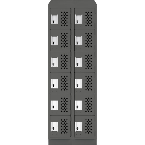 Assembled Lockerettes Clean Line Perforated Economy Lockers, 6 -tier, Bank of 2, 18" x 72" x 12", Steel Nassau Supply