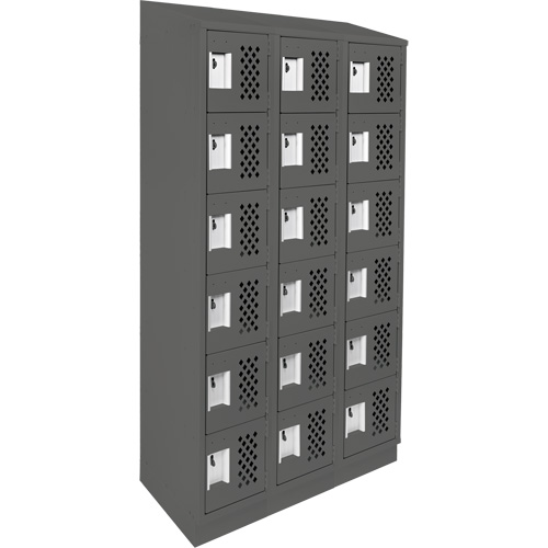 Clean-Line Perforated Lockerette, 6 -tier, Bank of 3, 12" x 72" x 12", Steel Nassau Supply