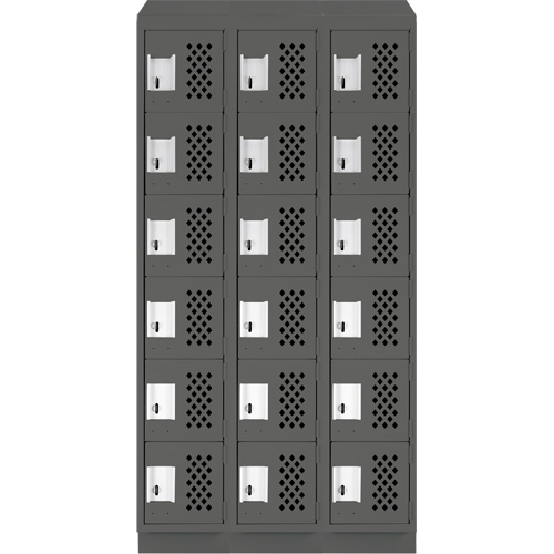 Clean-Line Perforated Lockerette, 6 -tier, Bank of 3, 12" x 72" x 12", Steel Nassau Supply