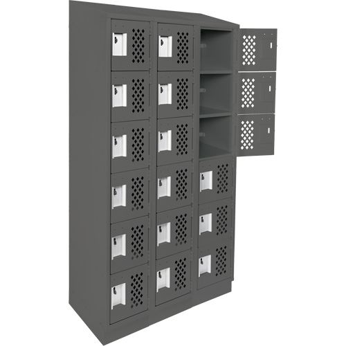 Clean-Line Perforated Lockerette, 6 -tier, Bank of 3, 12" x 72" x 12", Steel Nassau Supply