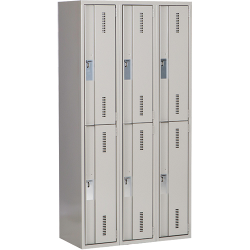 Casiers robustes Concorde, 2 niveaux, Bloc de 3, 36" x 18" x 72", Acier, Gris, Soud&eacute; (assembl&eacute;) Nassau Supply