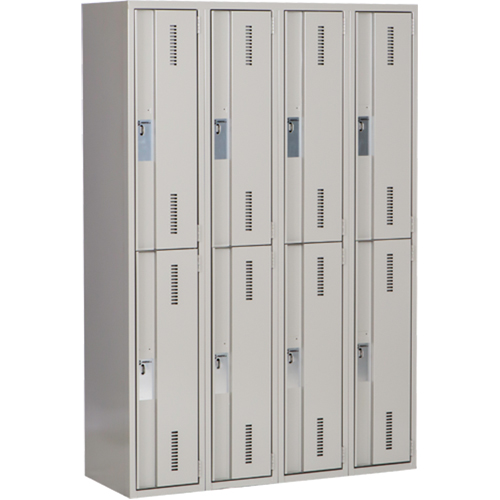 Concorde Heavy-Duty Lockers, 2 -tier, Bank of 4, 48" x 18" x 72", Steel, Grey, Welded (Assembled) Nassau Supply