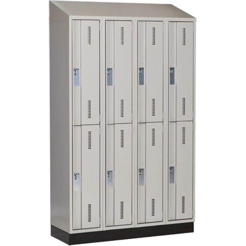 Concorde Heavy-Duty Lockers, 2 -tier, Bank of 4, 48" x 18" x 82", Steel, Grey, Welded (Assembled) Nassau Supply
