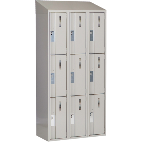 Concorde Heavy-Duty Lockers, 3 -tier, Bank of 3, 36" x 18" x 78", Steel, Grey, Welded (Assembled) Nassau Supply