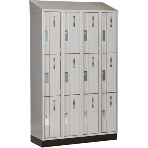Concorde Heavy-Duty Lockers, 3 -tier, Bank of 4, 48" x 18" x 82", Steel, Grey, Welded (Assembled) Nassau Supply