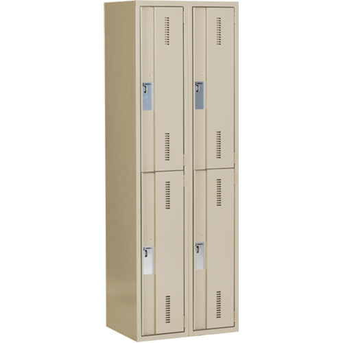 Concorde Heavy-Duty Lockers, 2 -tier, Bank of 2, 24" x 18" x 72", Steel, Beige, Welded (Assembled) Nassau Supply