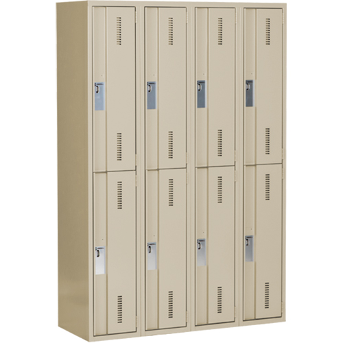 Concorde Heavy-Duty Lockers, 2 -tier, Bank of 4, 48" x 18" x 72", Steel, Beige, Welded (Assembled) Nassau Supply