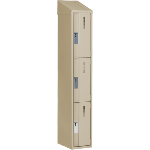 Concorde Heavy-Duty Lockers, 3 -tier, 12" x 18" x 78", Steel, Beige, Welded (Assembled) Nassau Supply