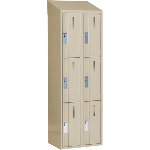 Concorde Heavy-Duty Lockers, 3 -tier, Bank of 2, 24" x 18" x 78", Steel, Beige, Welded (Assembled) Nassau Supply