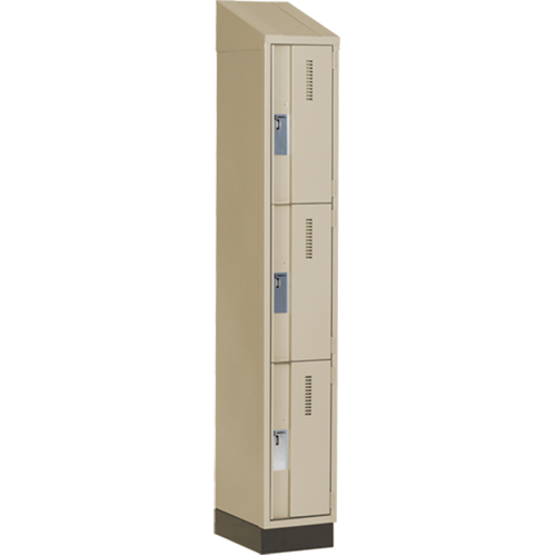 Concorde Heavy-Duty Lockers, 3 -tier, 12" x 18" x 82", Steel, Beige, Welded (Assembled) Nassau Supply
