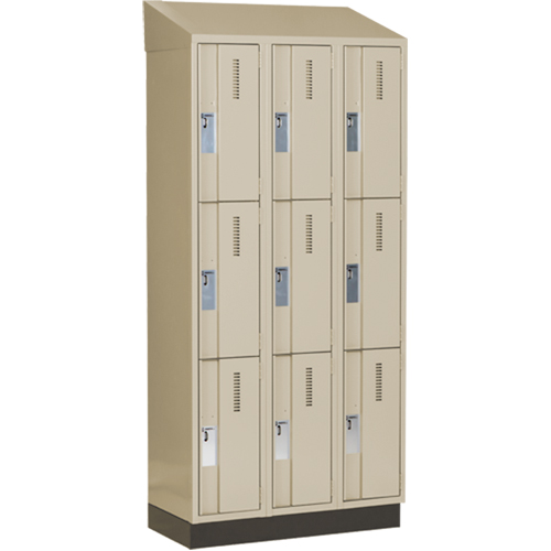 Concorde Heavy-Duty Lockers, 3 -tier, Bank of 3, 36" x 18" x 82", Steel, Beige, Welded (Assembled) Nassau Supply