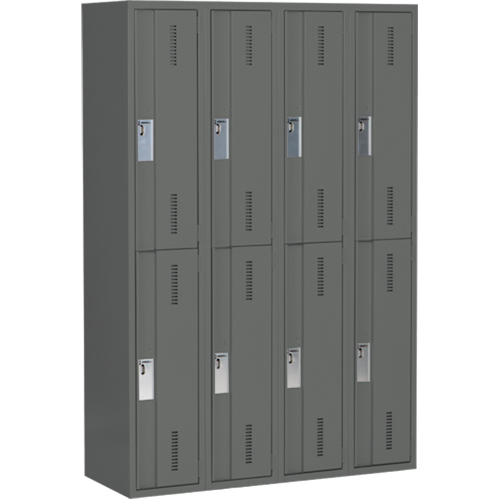 Casiers robustes Concorde, 2 niveaux, Bloc de 4, 48" x 18" x 72", Acier, Charbon, Soud&eacute; (assembl&eacute;) Nassau Supply