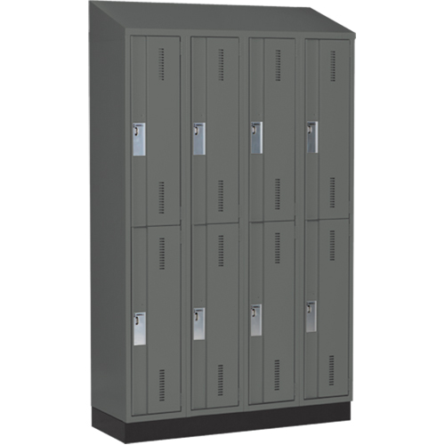 Casiers robustes Concorde, 2 niveaux, Bloc de 4, 48" x 18" x 82", Acier, Charbon, Soud&eacute; (assembl&eacute;) Nassau Supply