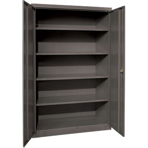 Armoires de rangement Hi-Boy profondes, Acier, 4 Tablettes, 72" h x 36" la x 24" P, Charbon Nassau Supply