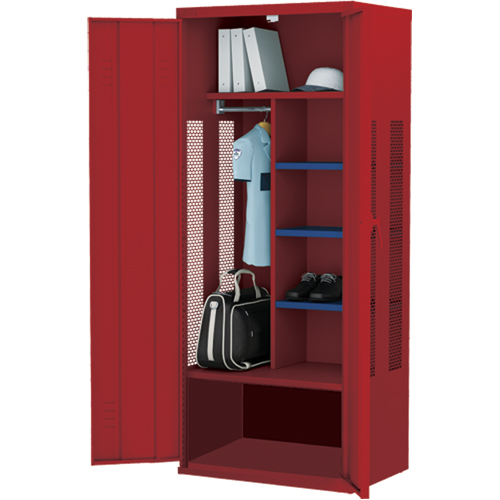 Deluxe Gear Locker, Steel, 36" W x 24" D x 72" H, Red Nassau Supply