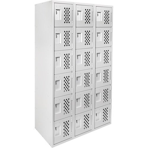 Clean Line Lockerettes, 6 -tier, Bank of 3, 18" x 72" x 12", Steel Nassau Supply
