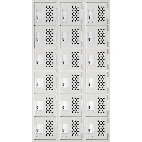 Clean Line Lockerettes, 6 -tier, Bank of 3, 18" x 72" x 12", Steel Nassau Supply