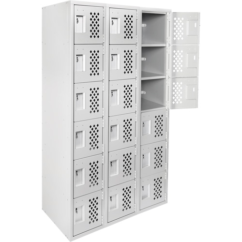 Clean Line Lockerettes, 6 -tier, Bank of 3, 18" x 72" x 12", Steel Nassau Supply