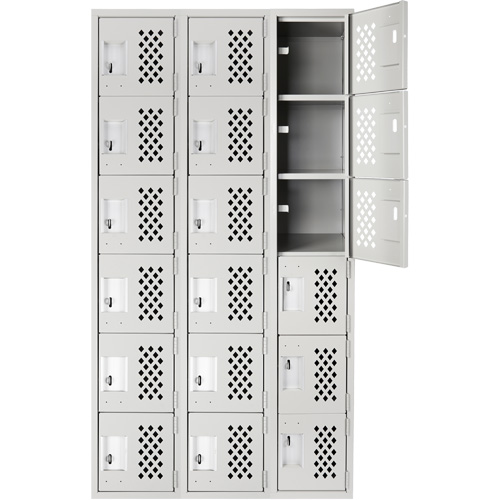 Clean Line Lockerettes, 6 -tier, Bank of 3, 18" x 72" x 12", Steel Nassau Supply