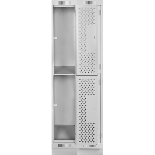 Casiers Clean Line, 2 niveaux, Bloc de 2, 24" x 15" x 76", Acier, Gris, Rivet (assembl&eacute;), Perfor&eacute; Nassau Supply