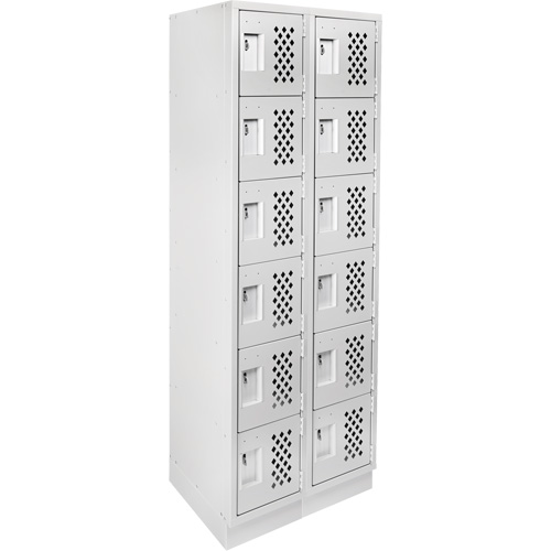 Assembled Lockerettes Clean Line Perforated Economy Lockers, 6 -tier, Bank of 2, 18" x 72" x 12", Steel Nassau Supply