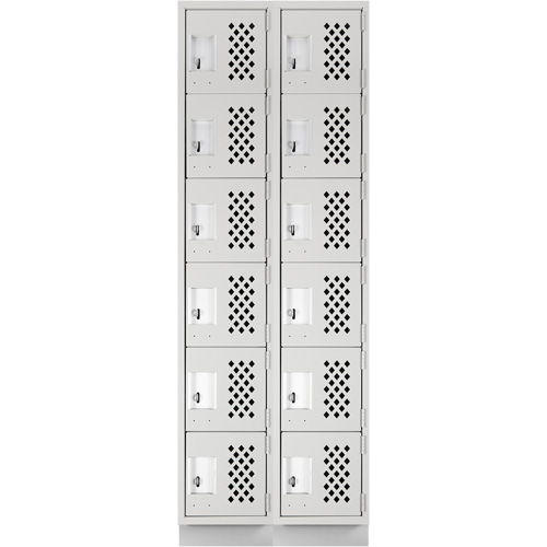 Assembled Lockerettes Clean Line Perforated Economy Lockers, 6 -tier, Bank of 2, 18" x 72" x 12", Steel Nassau Supply