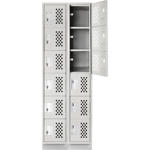Assembled Lockerettes Clean Line Perforated Economy Lockers, 6 -tier, Bank of 2, 18" x 72" x 12", Steel Nassau Supply