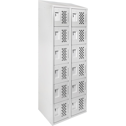 Assembled Lockerettes Clean Line Perforated Economy Lockers, 6 -tier, Bank of 2, 18" x 72" x 12", Steel Nassau Supply