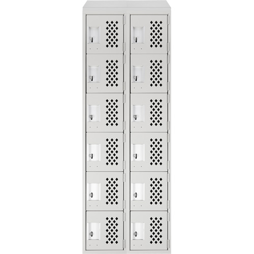 Assembled Lockerettes Clean Line Perforated Economy Lockers, 6 -tier, Bank of 2, 18" x 72" x 12", Steel Nassau Supply