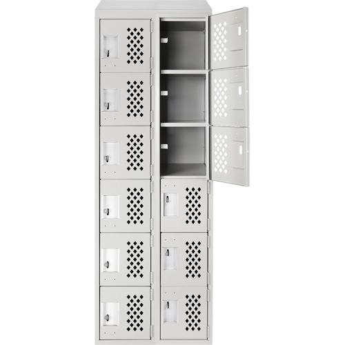 Assembled Lockerettes Clean Line Perforated Economy Lockers, 6 -tier, Bank of 2, 18" x 72" x 12", Steel Nassau Supply