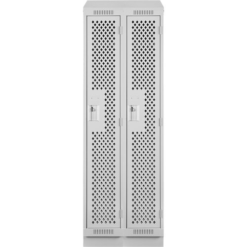 Clean Line Lockers, Bank of 2, 24" x 12" x 82", Steel, Grey, Rivet (Assembled), Perforated Nassau Supply