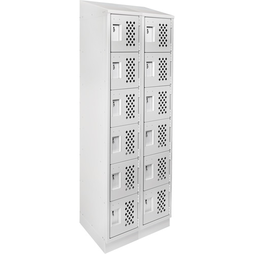 Assembled Lockerettes Clean Line Perforated Economy Lockers, 6 -tier, Bank of 2, 18" x 72" x 12", Steel Nassau Supply