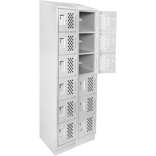 Assembled Lockerettes Clean Line Perforated Economy Lockers, 6 -tier, Bank of 2, 18" x 72" x 12", Steel Nassau Supply