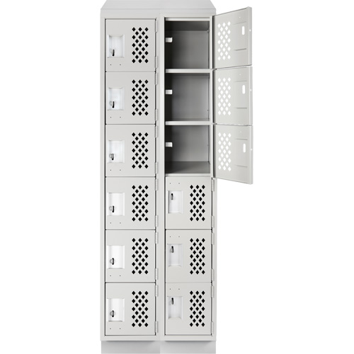 Assembled Lockerettes Clean Line Perforated Economy Lockers, 6 -tier, Bank of 2, 18" x 72" x 12", Steel Nassau Supply