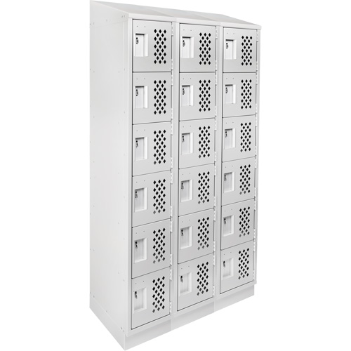 Assembled Lockerettes Clean Line Perforated Economy Lockers, 6 -tier, Bank of 3, 18" x 72" x 12", Steel Nassau Supply