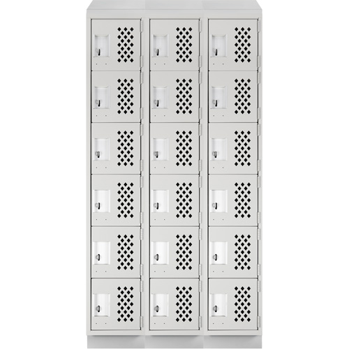 Assembled Lockerettes Clean Line Perforated Economy Lockers, 6 -tier, Bank of 3, 18" x 72" x 12", Steel Nassau Supply