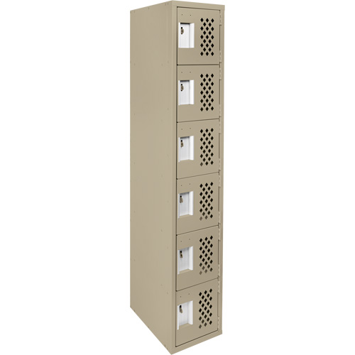 Assembled Lockerettes Clean Line Perforated Economy Lockers, 6 -tier, 18" x 72" x 12", Steel Nassau Supply