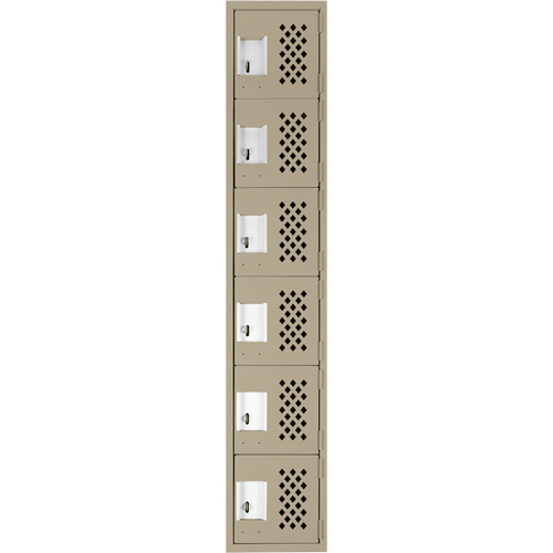 Assembled Lockerettes Clean Line Perforated Economy Lockers, 6 -tier, 18" x 72" x 12", Steel Nassau Supply