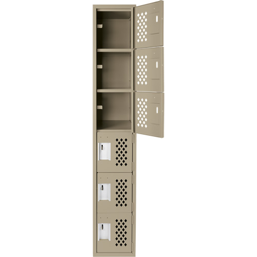 Assembled Lockerettes Clean Line Perforated Economy Lockers, 6 -tier, 18" x 72" x 12", Steel Nassau Supply