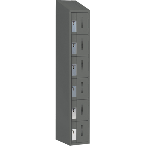 Concorde Heavy-Duty Lockers, 6 -tier, 12" x 18" x 78", Steel, Charcoal, Welded (Assembled) Nassau Supply