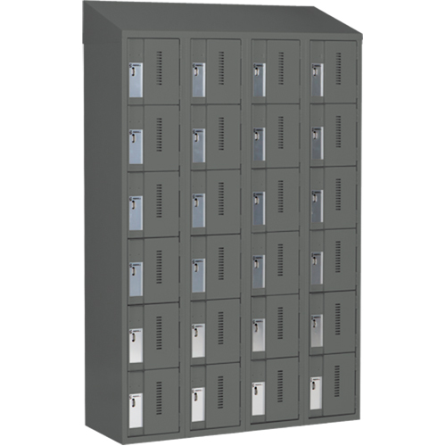 Concorde Heavy-Duty Lockers, 6 -tier, Bank of 4, 48" x 18" x 78", Steel, Charcoal, Welded (Assembled) Nassau Supply