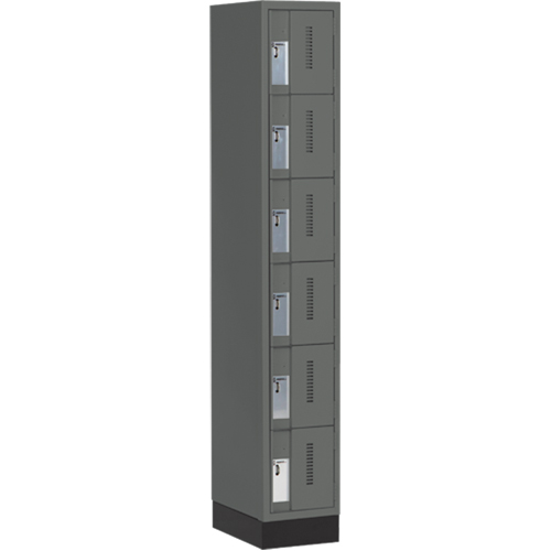 Concorde Heavy-Duty Lockers, 6 -tier, 12" x 18" x 76", Steel, Charcoal, Welded (Assembled) Nassau Supply